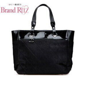 Chanel Coco Mark Paris Biarritz Tote Black Ponytail Patent Leather